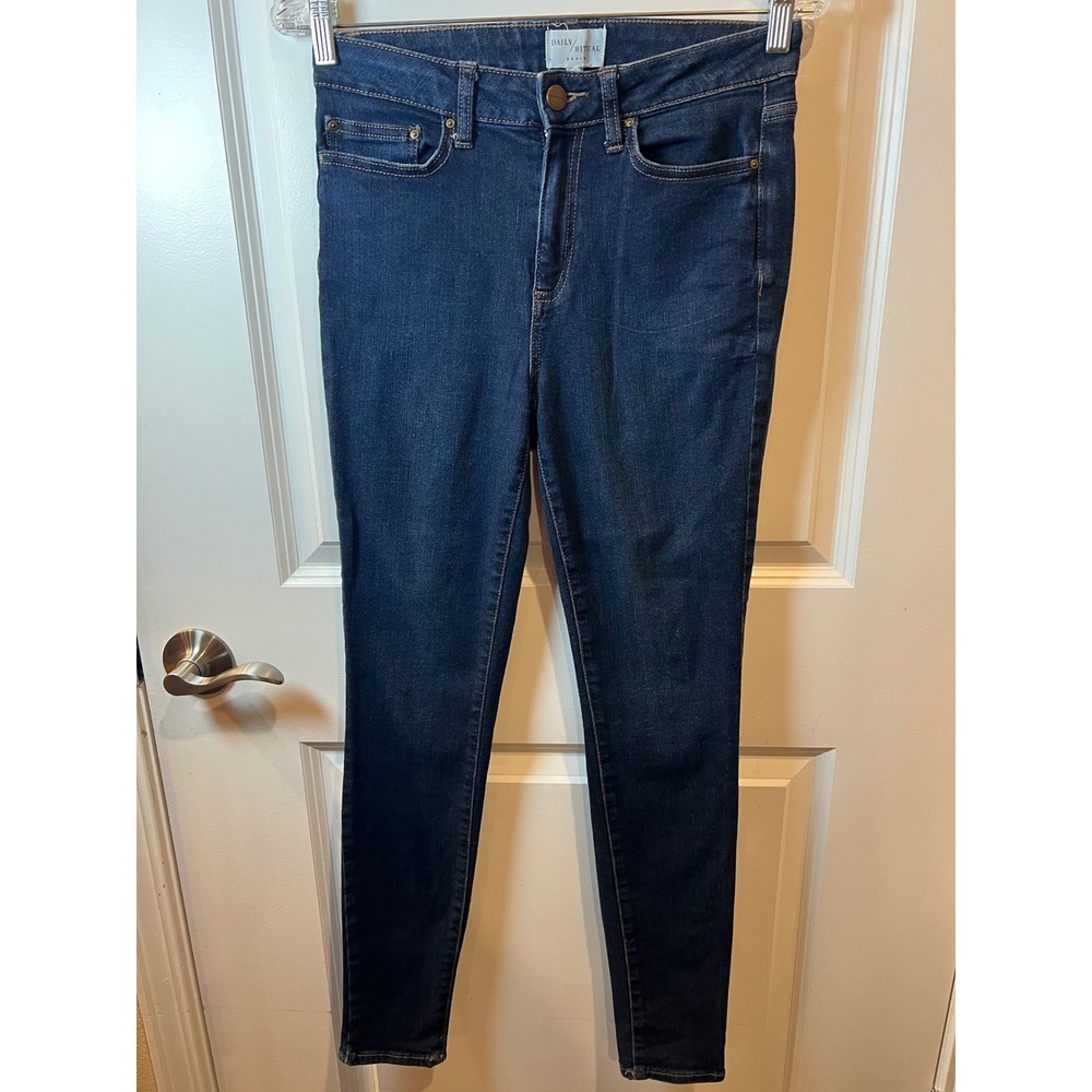 Daily Ritual Womens Skinny Jeans Dark Wash Indigo 28r